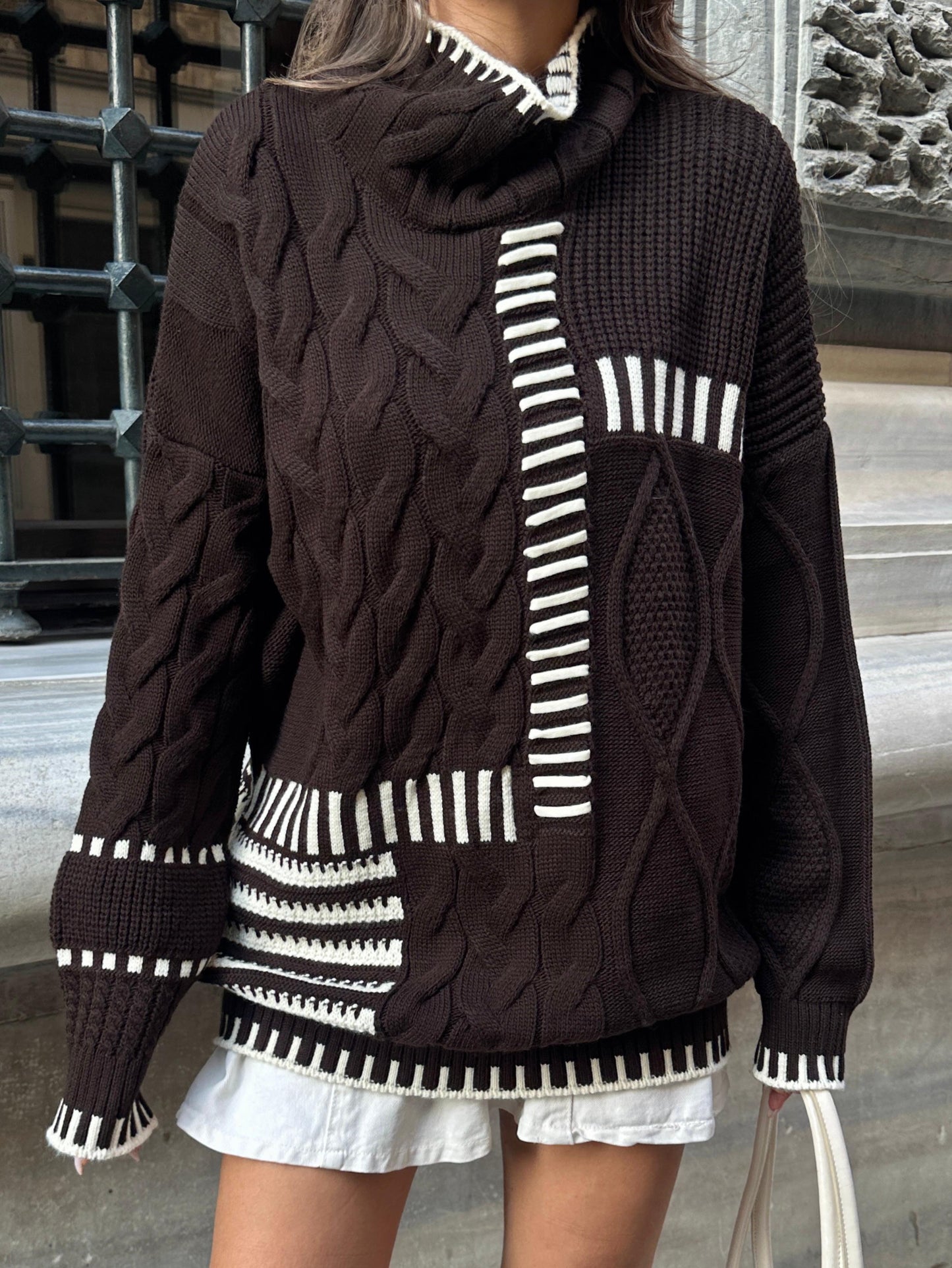 بلوزة بني مخططة - KP4293