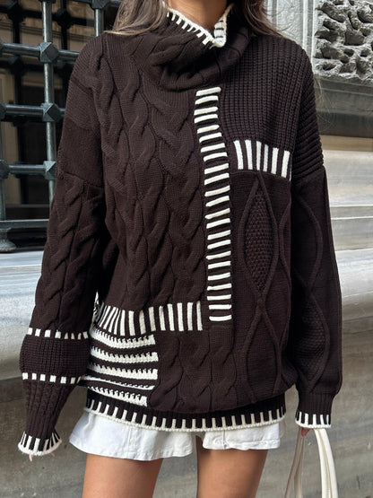 بلوزة بني مخططة - KP4293