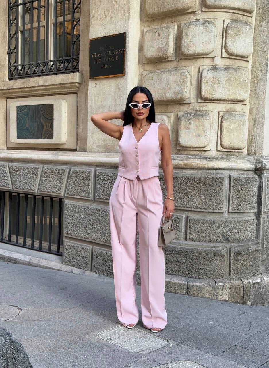 طقم ڤيست مع بنطلون زهري - KP1304