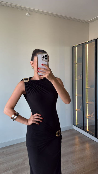 فستان لايكرا اسود - KP2207