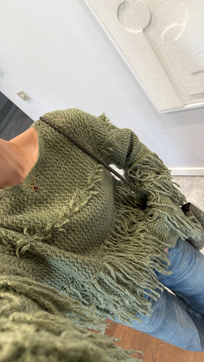 بلوزة صوف زيتي - KP4281