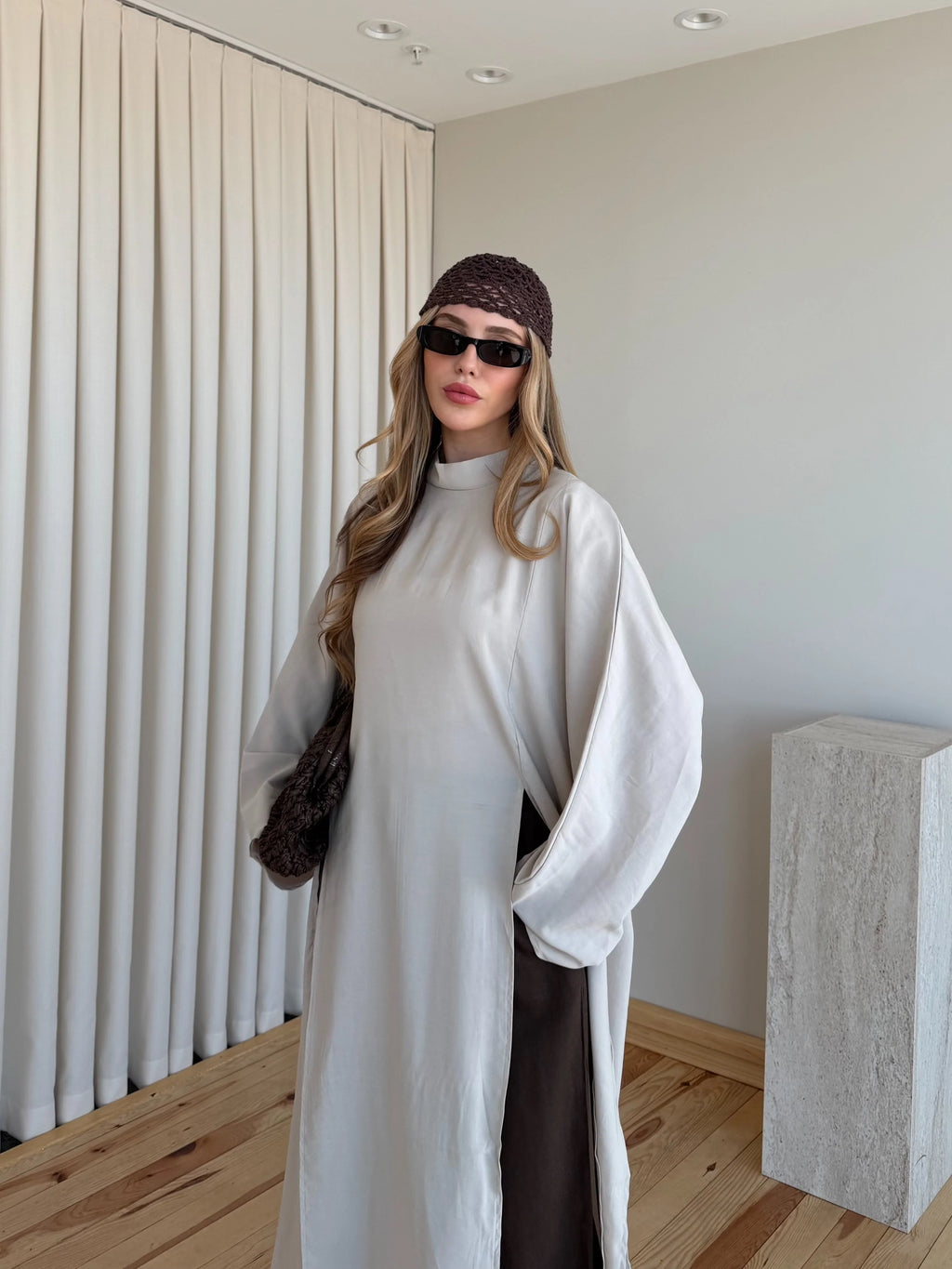 بلوزة طويلة بيج - KP4517