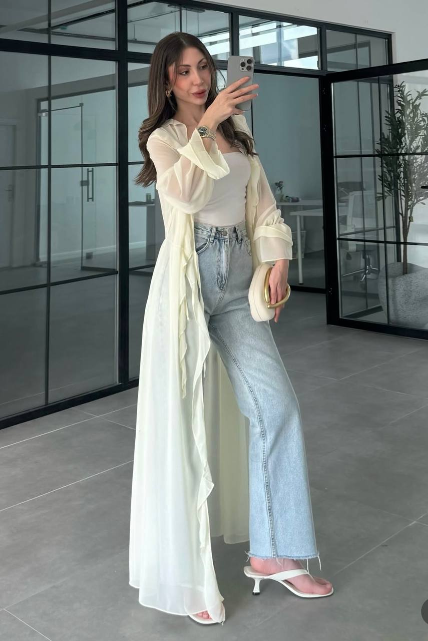 كيمونو شيفون اصفر - KP4563