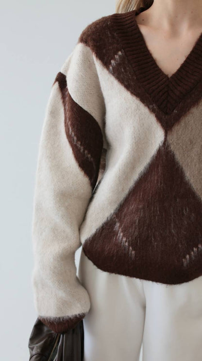 بلوزة بيج وبني - KP4369