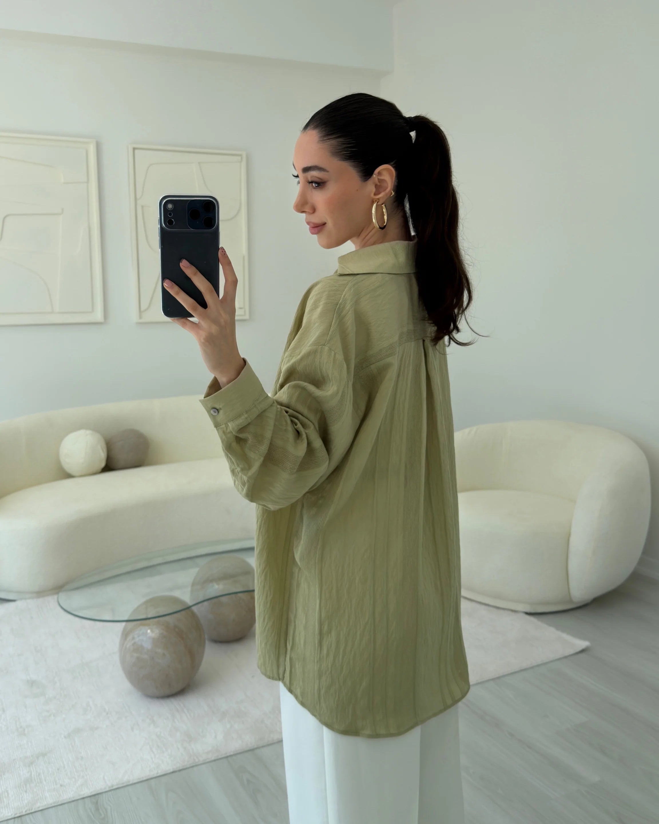 قميص زيتي - KP4462