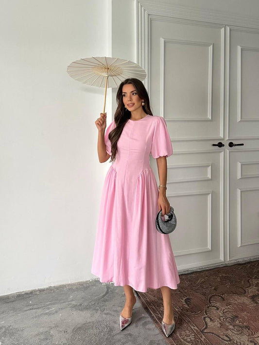 فستان ربط زهري - KP2155