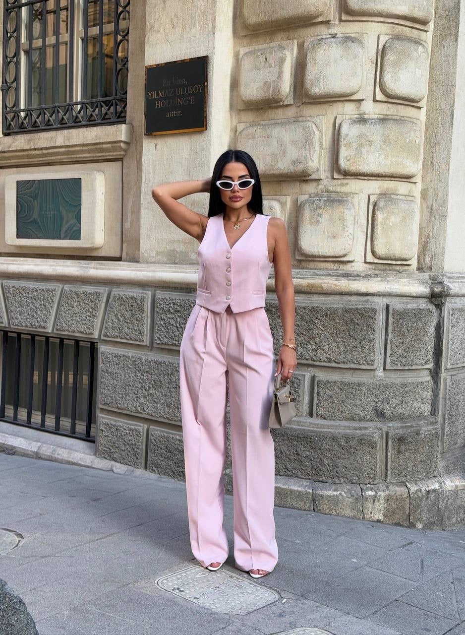 طقم ڤيست مع بنطلون زهري - KP1304