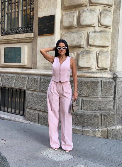 طقم ڤيست مع بنطلون زهري - KP1304