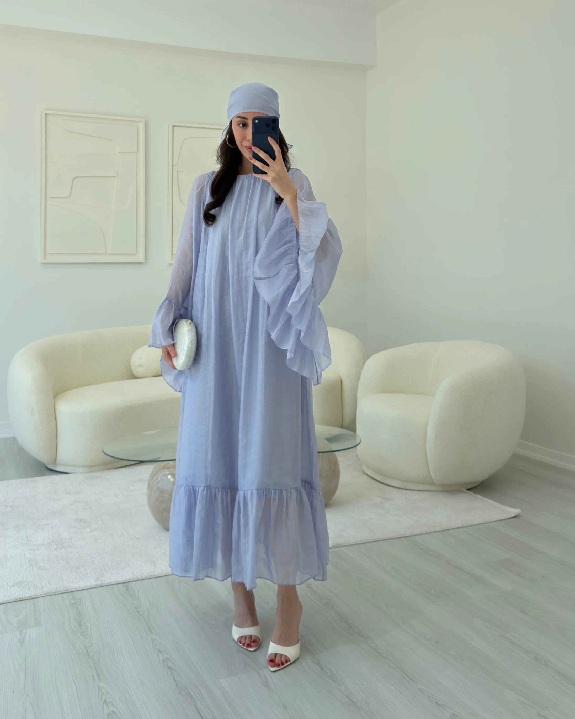 فستان مع ربطة ازرق - KP2336