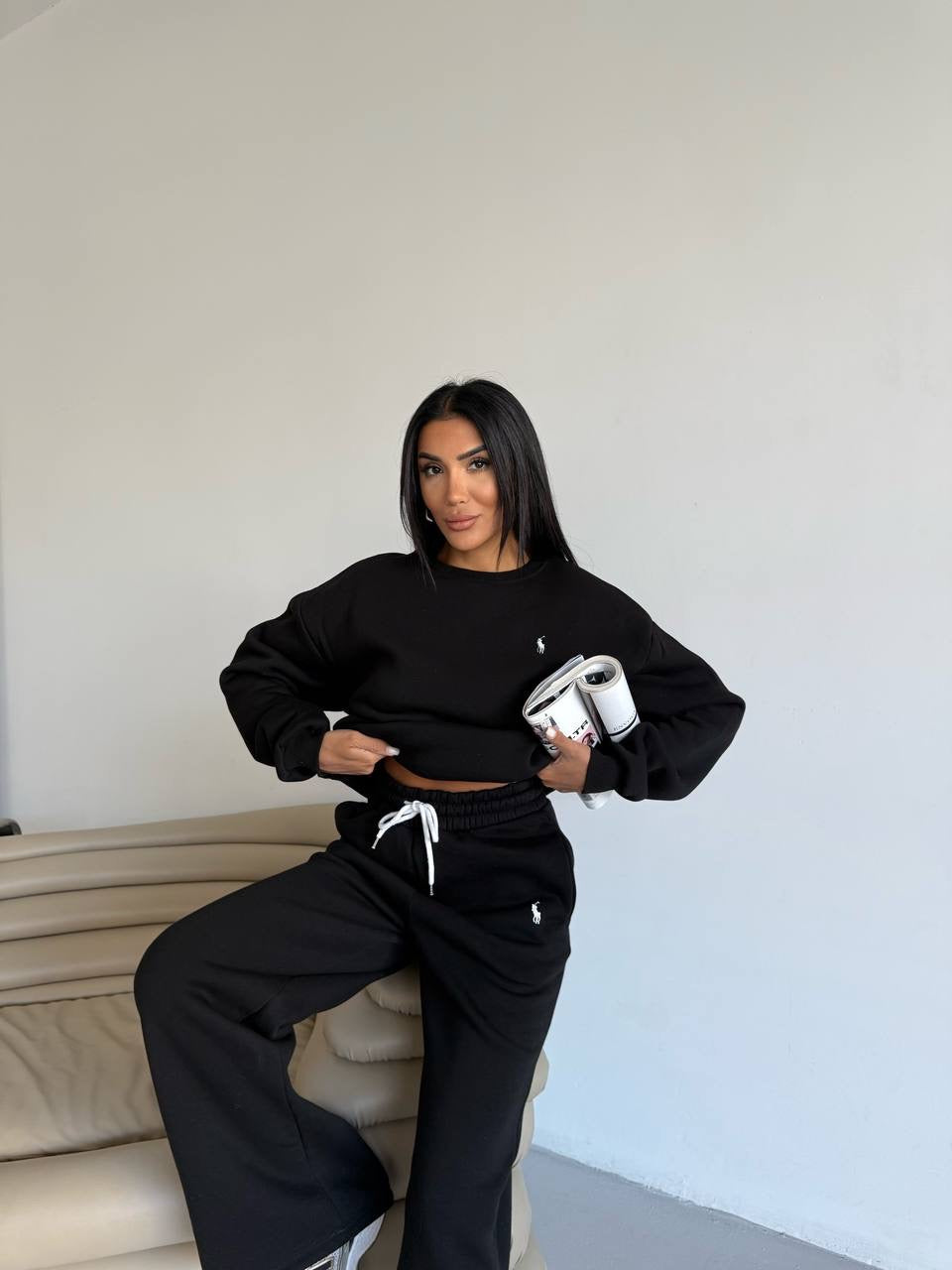 طقم بولو اسود - KP1382