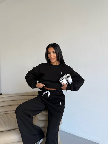 طقم بولو اسود - KP1382