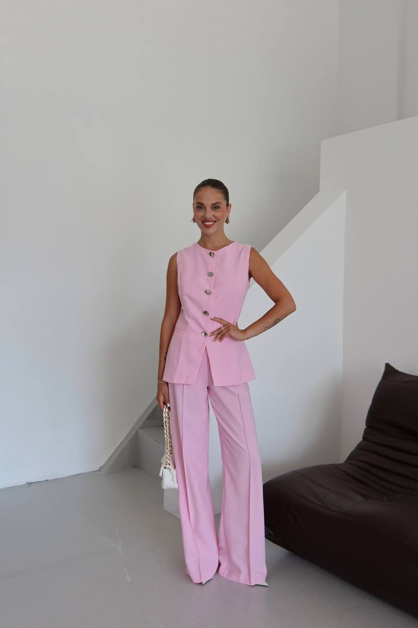 طقم ڤيست مع بنطلون زهري - KP1302