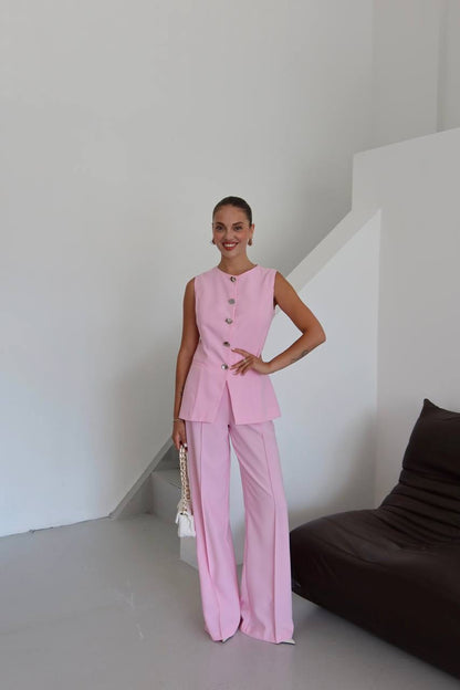 طقم ڤيست مع بنطلون زهري - KP1302