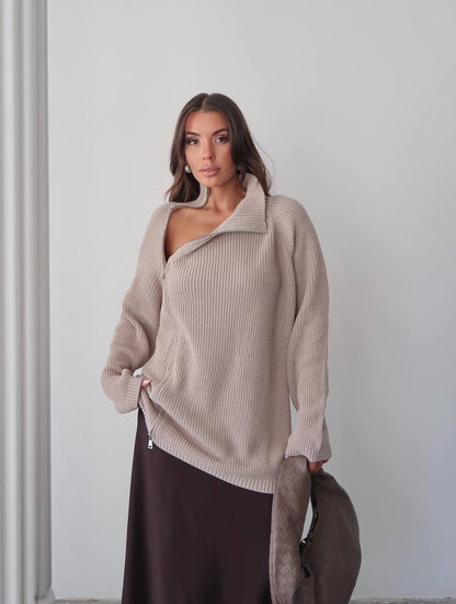 بلوزة بسحاب بيج - KP4129