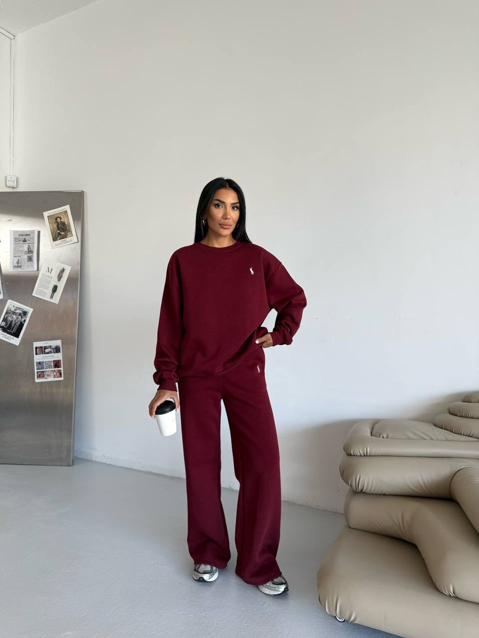 طقم بولو خمري - KP1382