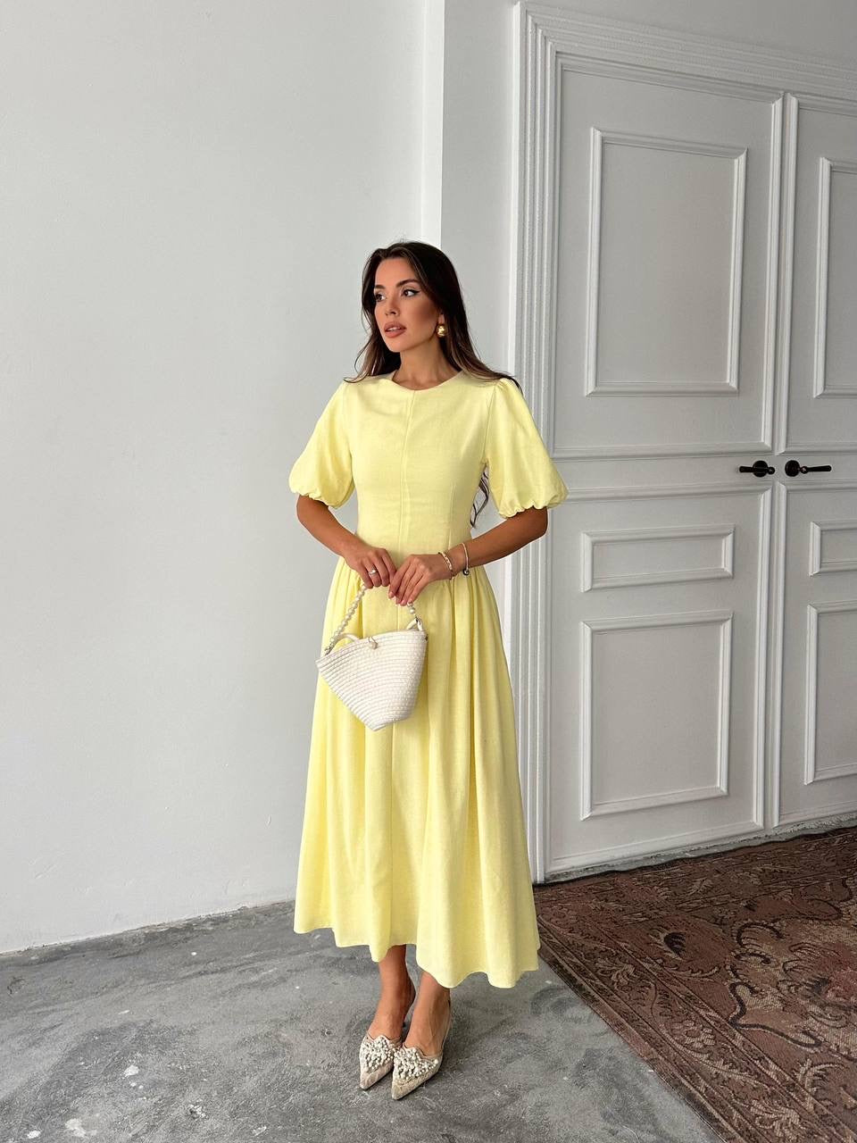 فستان ربط اصفر - KP2155