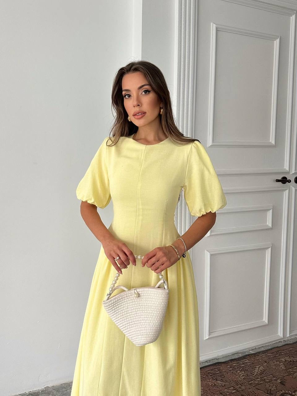 فستان ربط اصفر - KP2155