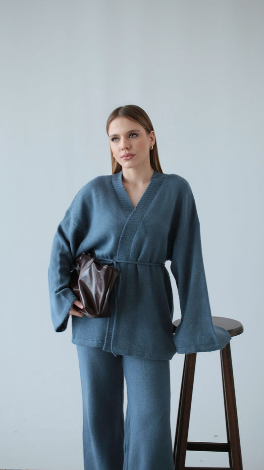 طقم ربط ازرق غامق - KP1494