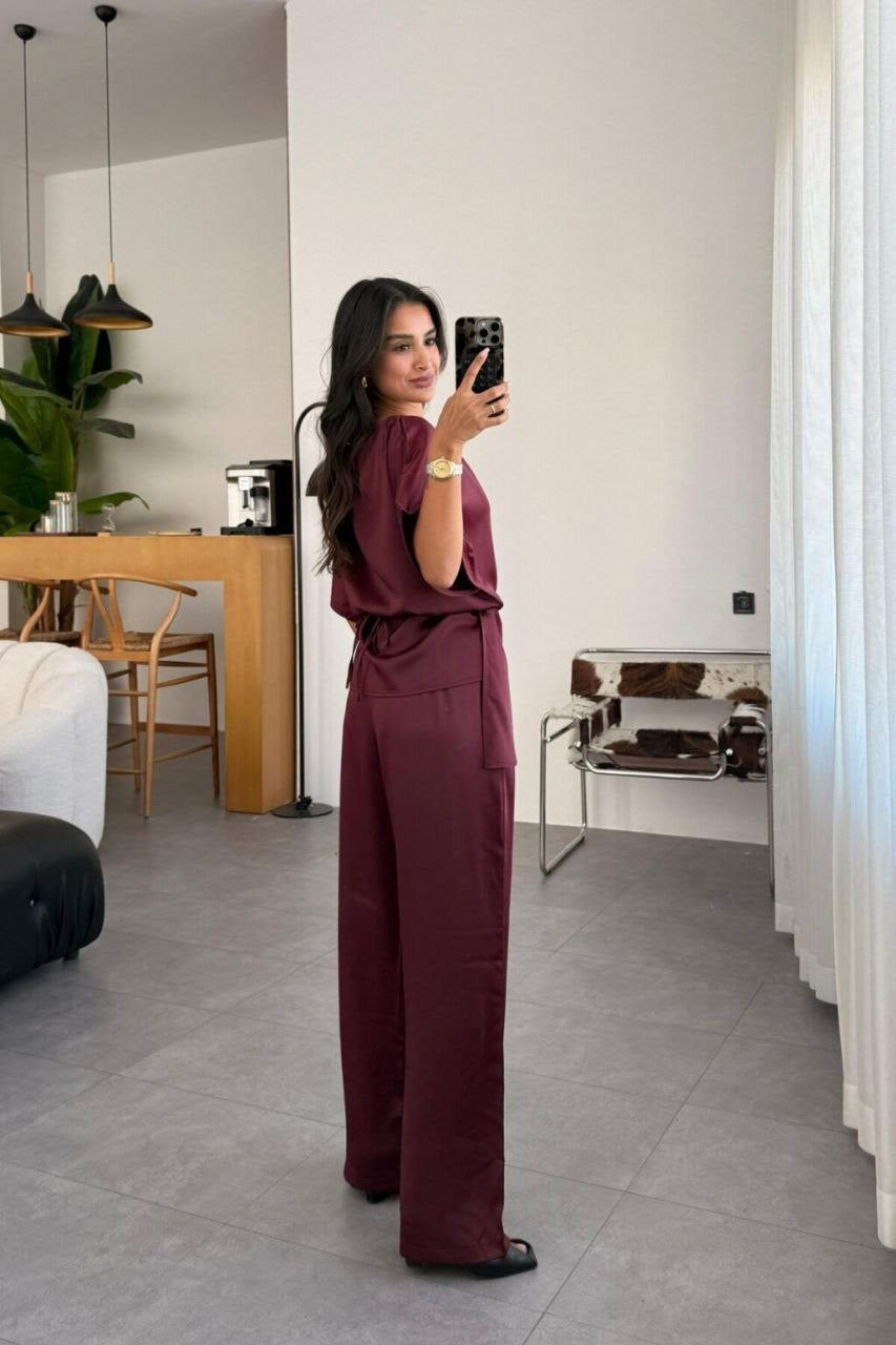 طقم ستان خمري - KP1381