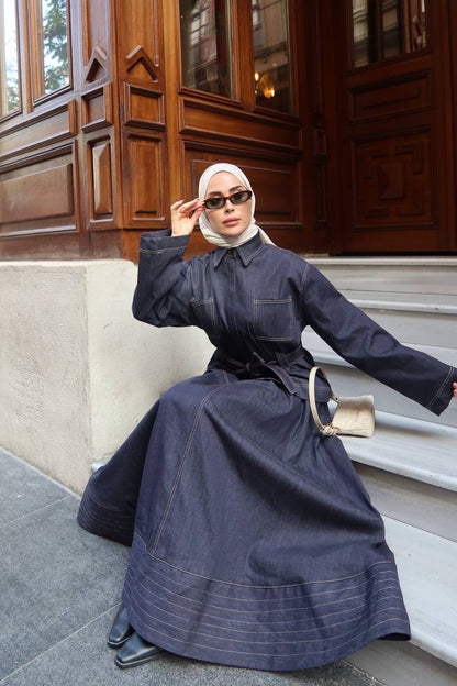 طقم جينز قميص مع تنورة - KP1426