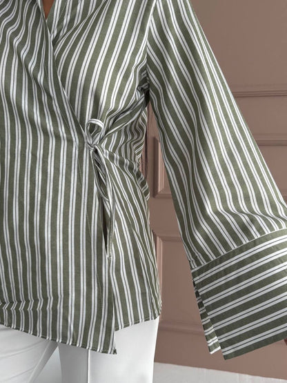 قميص مخطط اخضر - KP4219