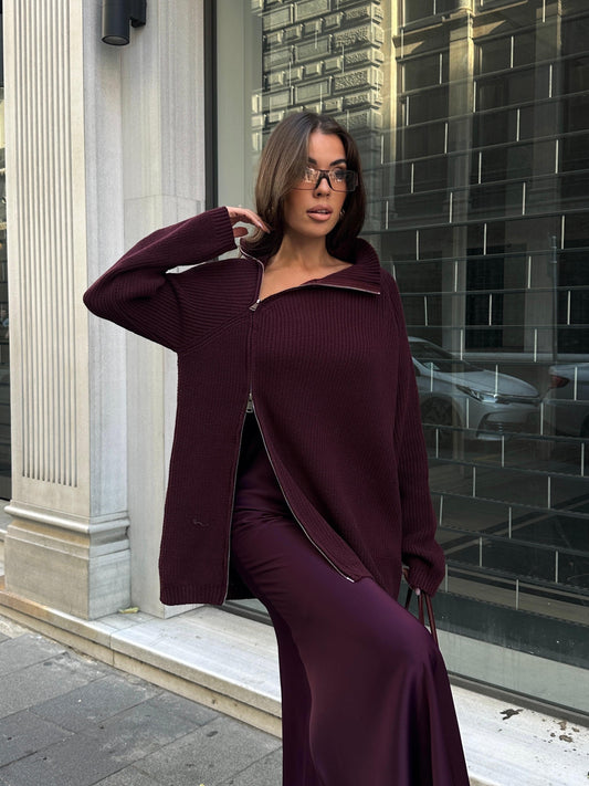 بلوزة بسحاب عنابي - KP4129