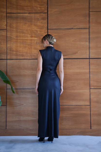 فستان اسود بسحاب - KP2241