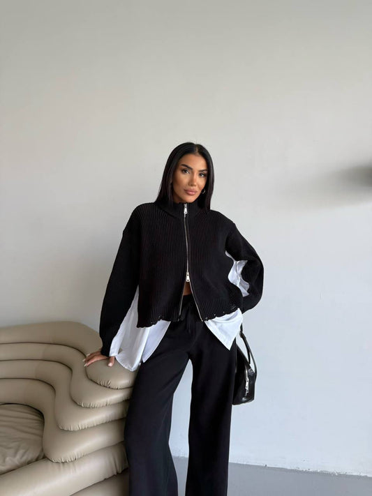 طقم اسود بسحاب - KP1435