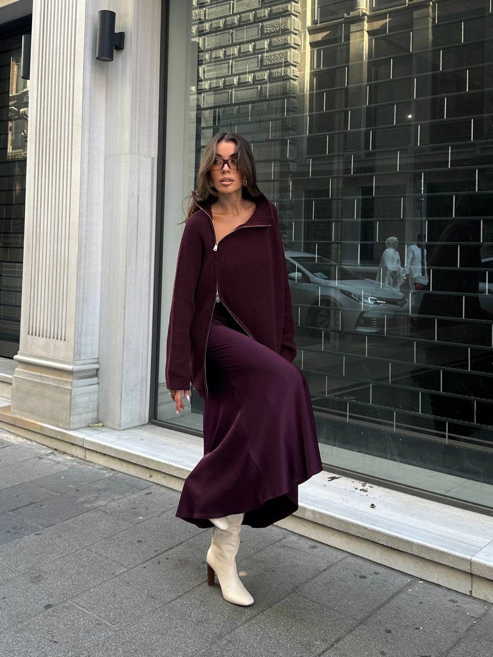 بلوزة بسحاب عنابي - KP4129