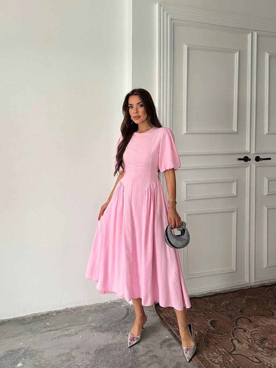 فستان ربط زهري - KP2155