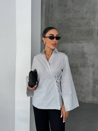 قميص مخطط اسود - KP4219