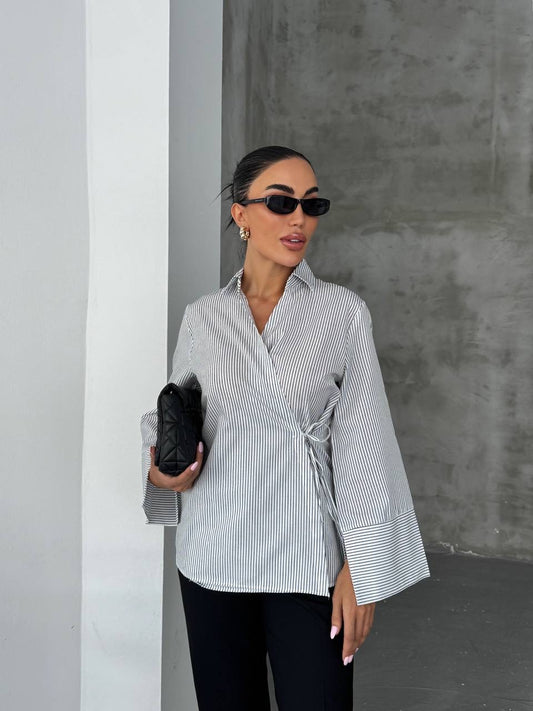 قميص مخطط اسود - KP4219