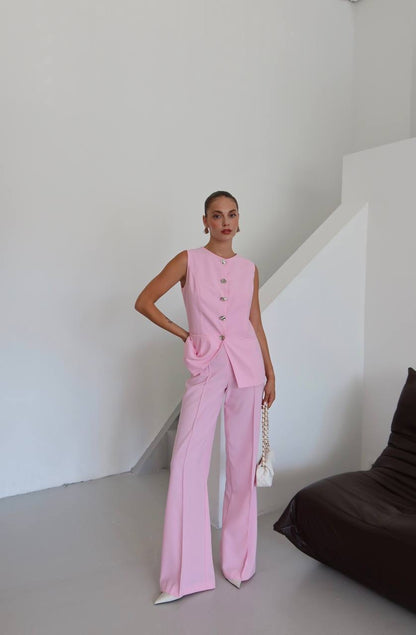 طقم ڤيست مع بنطلون زهري - KP1302