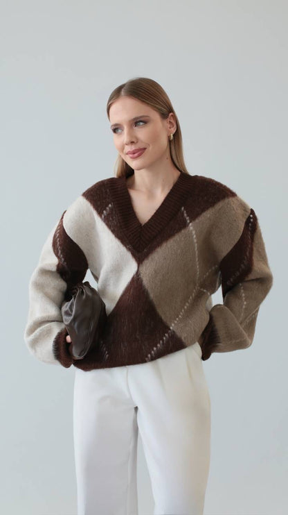 بلوزة بيج وبني - KP4369