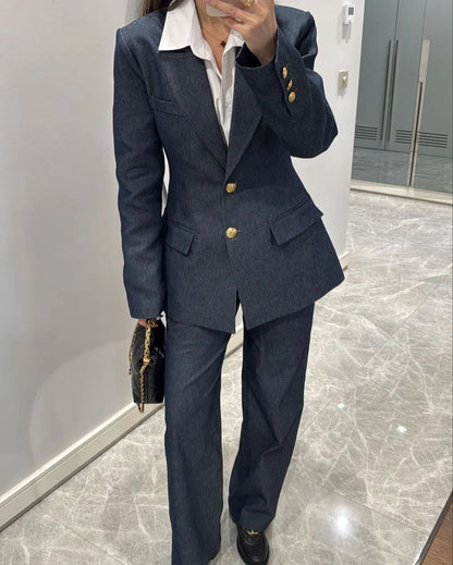 طقم بليزر مع بنطلون جينز - KP1370
