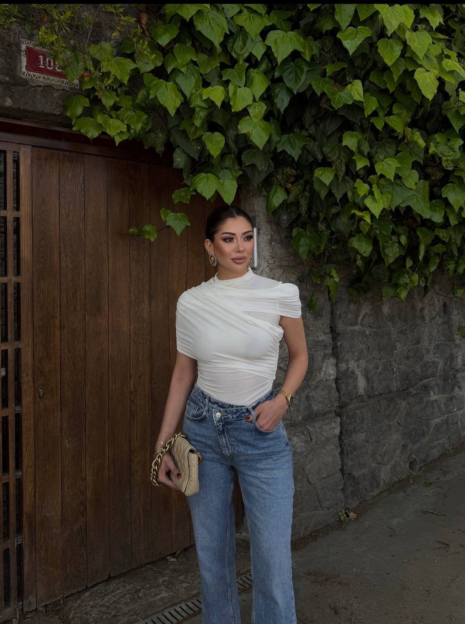 بلوزة لايكرا ابيض - KP4506