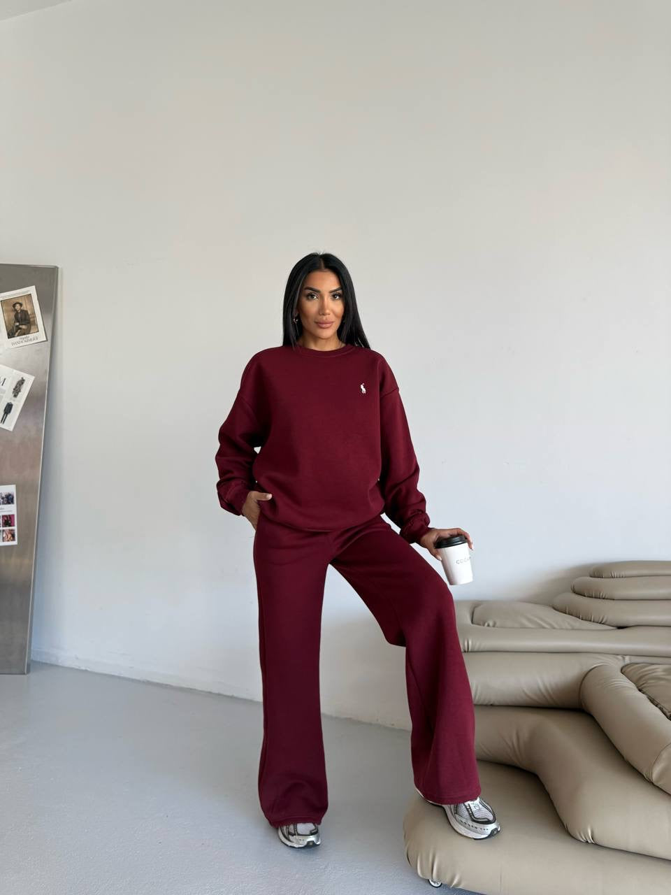 طقم بولو خمري - KP1382