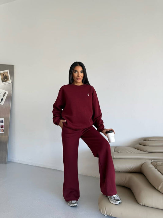 طقم بولو خمري - KP1382