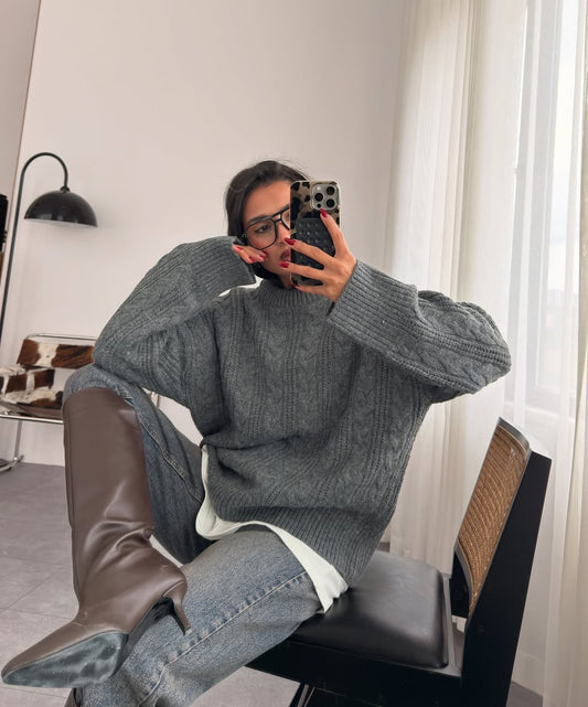 بلوزة مجدلة رمادي - KP4270