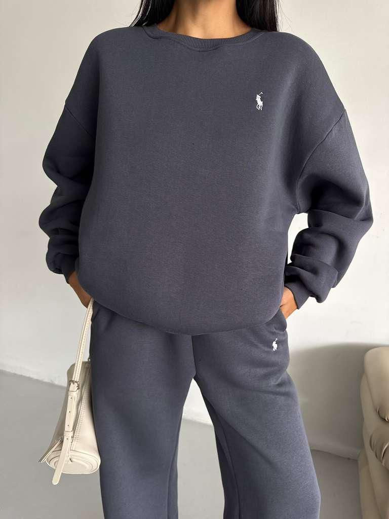 طقم بولو رمادي - KP1382