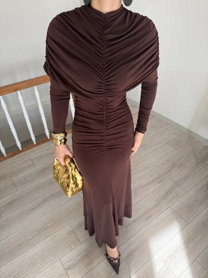 فستان لايكرا بني - KP2236