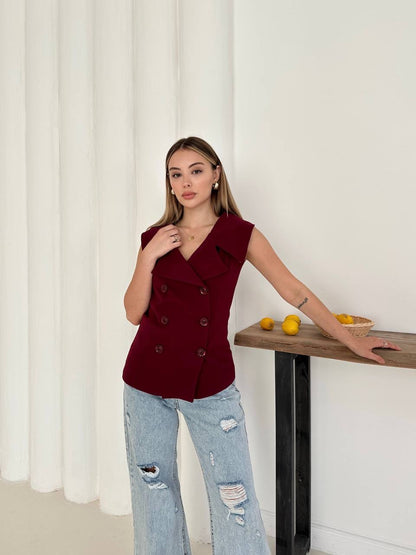 ڤيست بأزرار خمري - KP4228