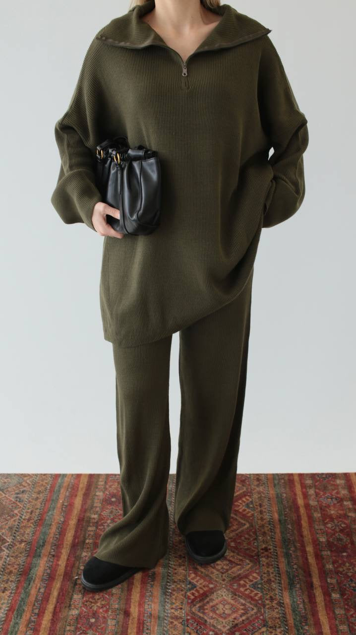 طقم زيتي بسحاب - KP1436