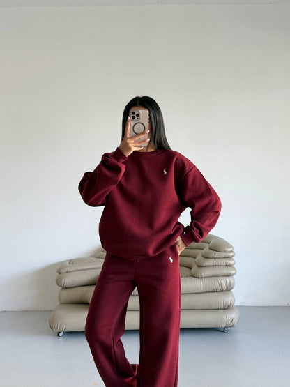 طقم بولو خمري - KP1382