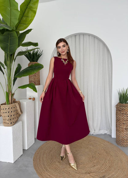 فستان عنابي - KP2182