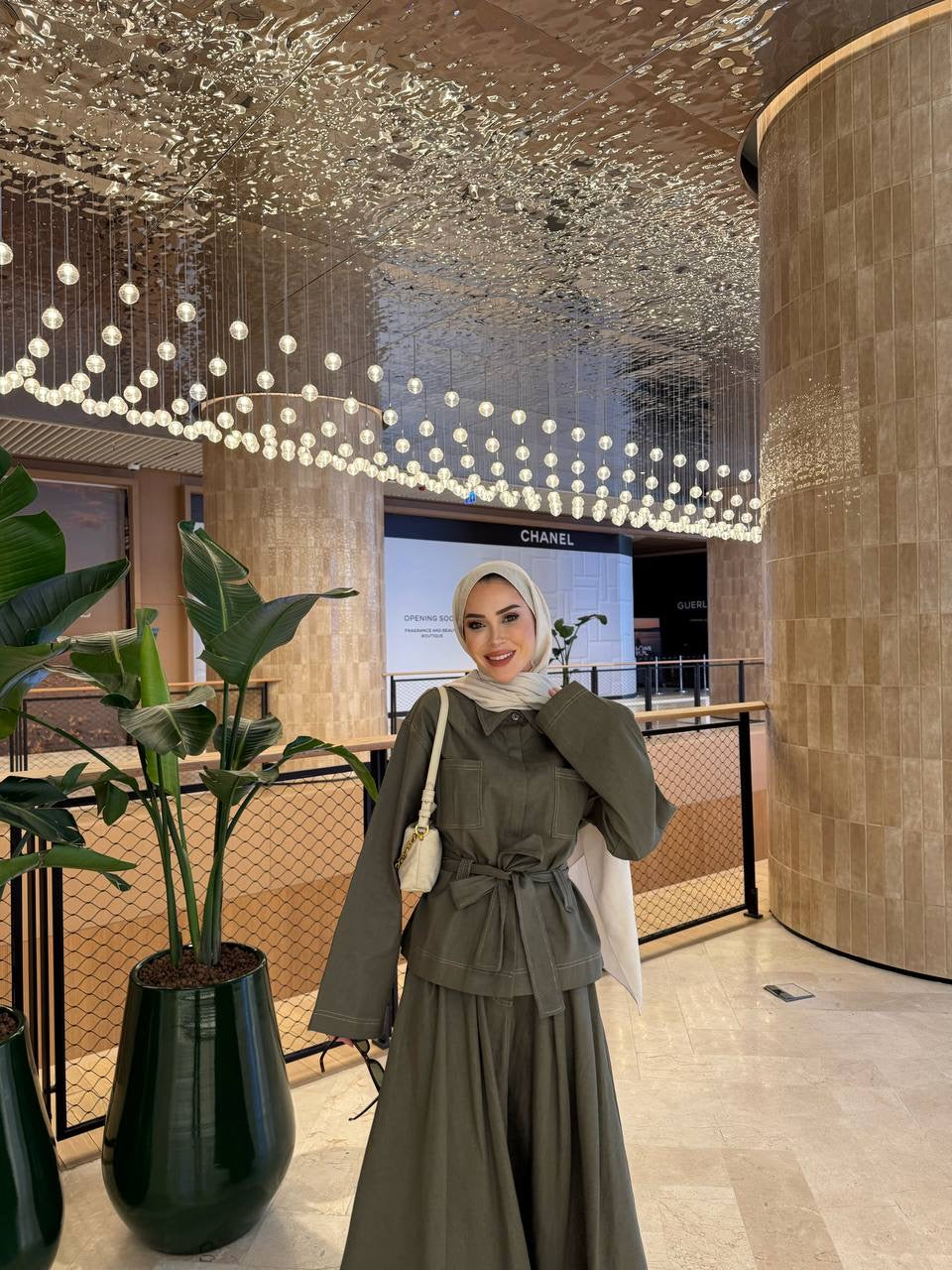 طقم جينز زيتي قميص مع تنورة - KP1426