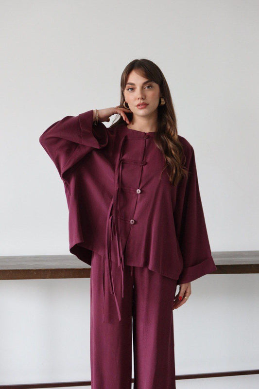 طقم كيمونو خمري - KP1507