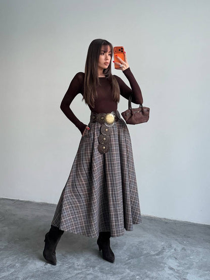 تنورة كاروهات ملونة - KP6021