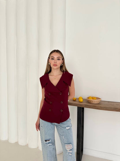 ڤيست بأزرار خمري - KP4228