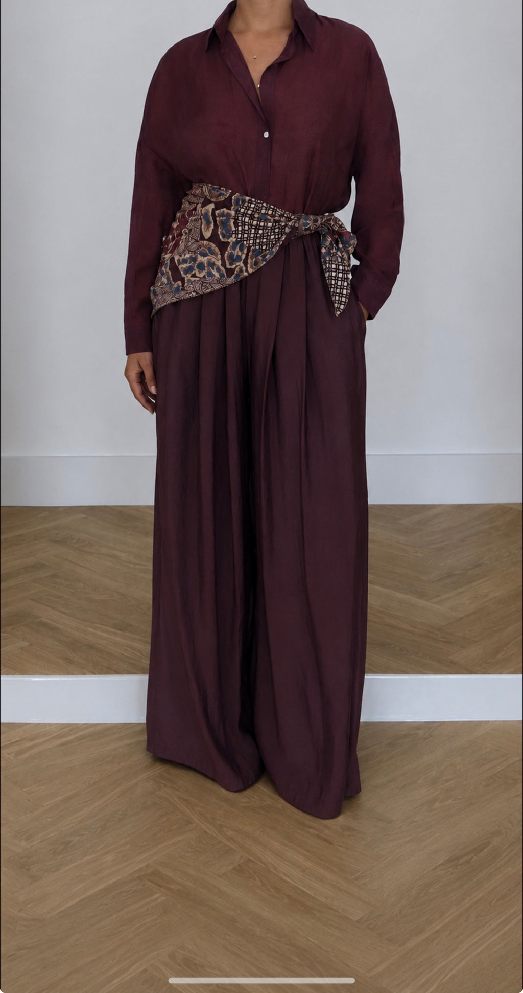 بنطلون مع شال عنابي - KP5134